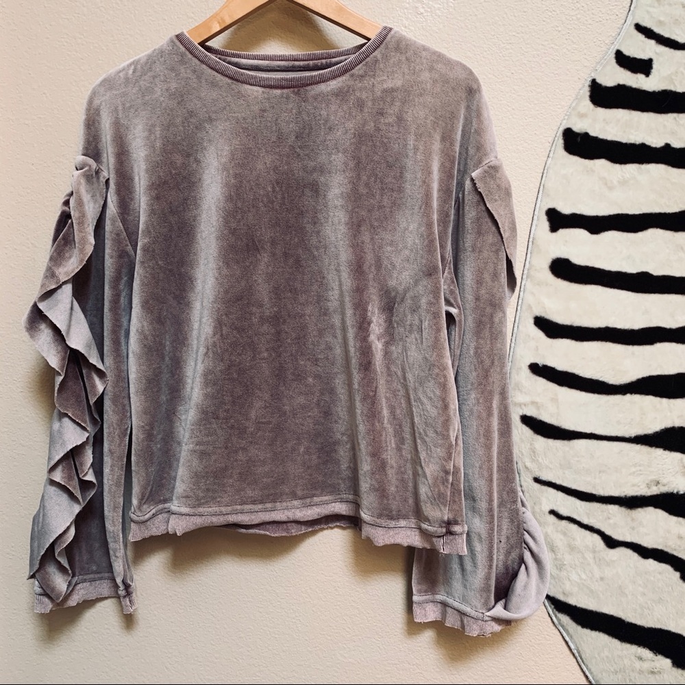 MUSTARD SEED brown cropped sweatshirt/top